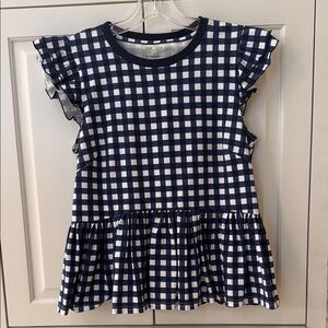 Navy and White Checkered Ladies Top